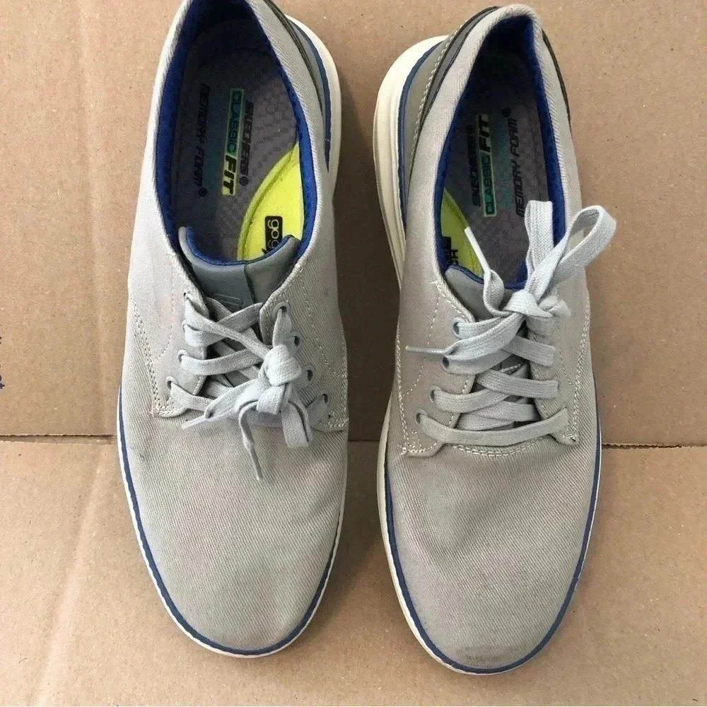 Skechers Moreno Mens Size 11 Gray Arch Support Comfort Oxfords Shoes Classic Fit